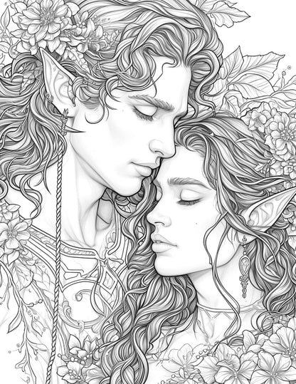 Free Spring Time Grayscale Adult Coloring Pages, Printable PDF Instant Download