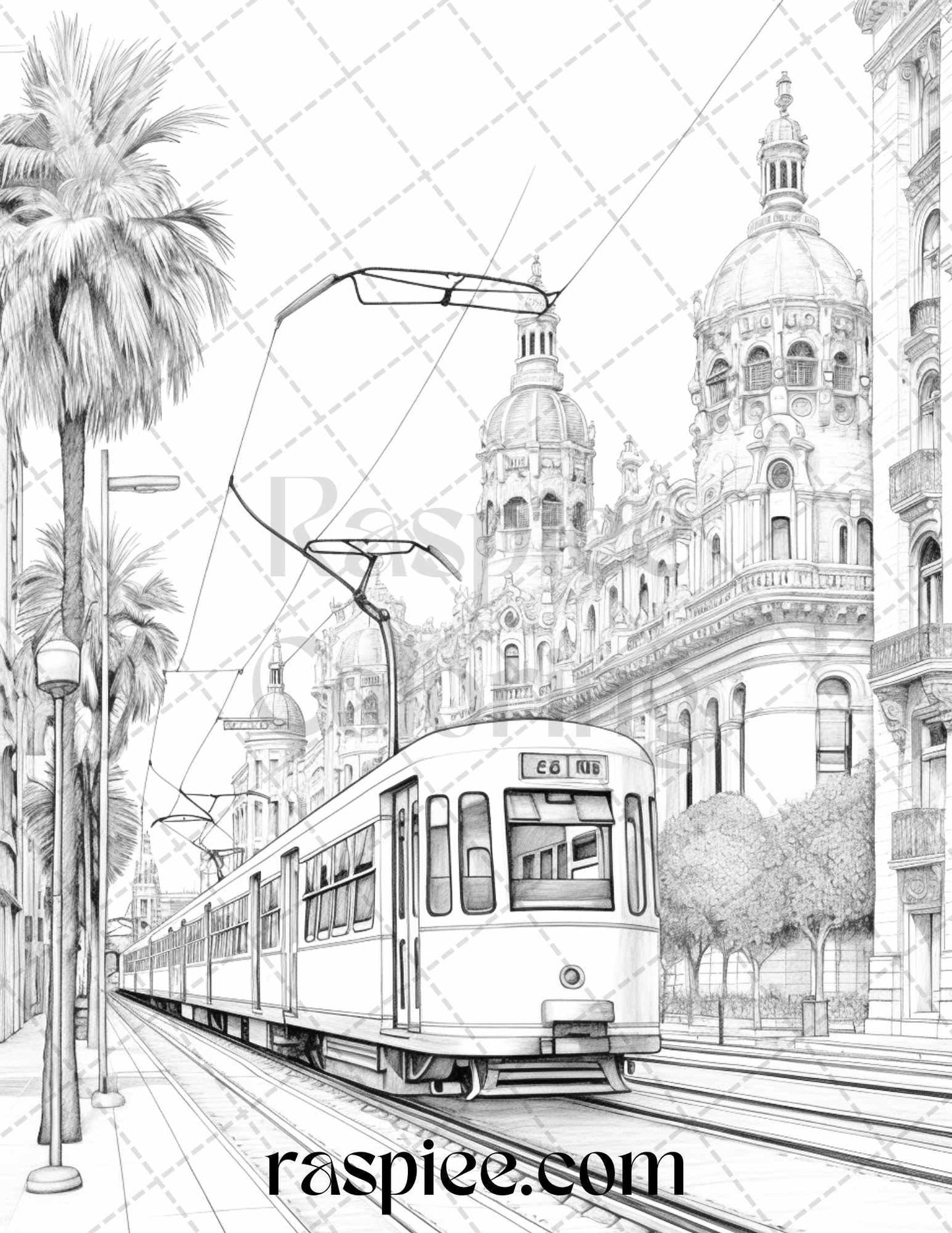 40 Beautiful Cities Travel Grayscale Coloring Pages Printable for Adults, PDF File Instant Download