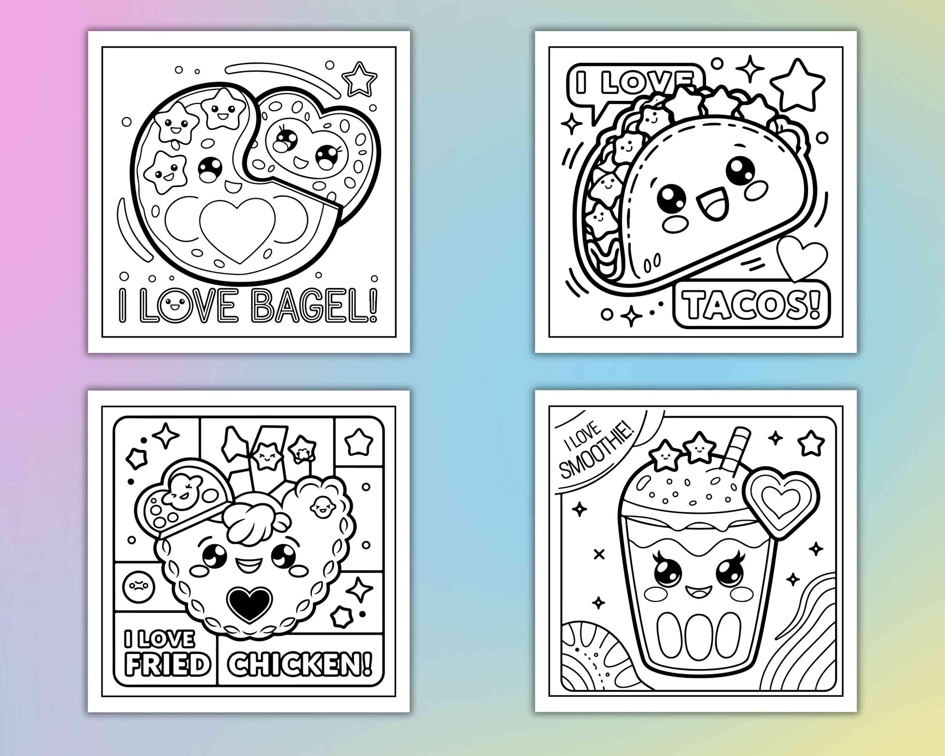 115 Bold and Easy Kawaii Food Coloring Pages