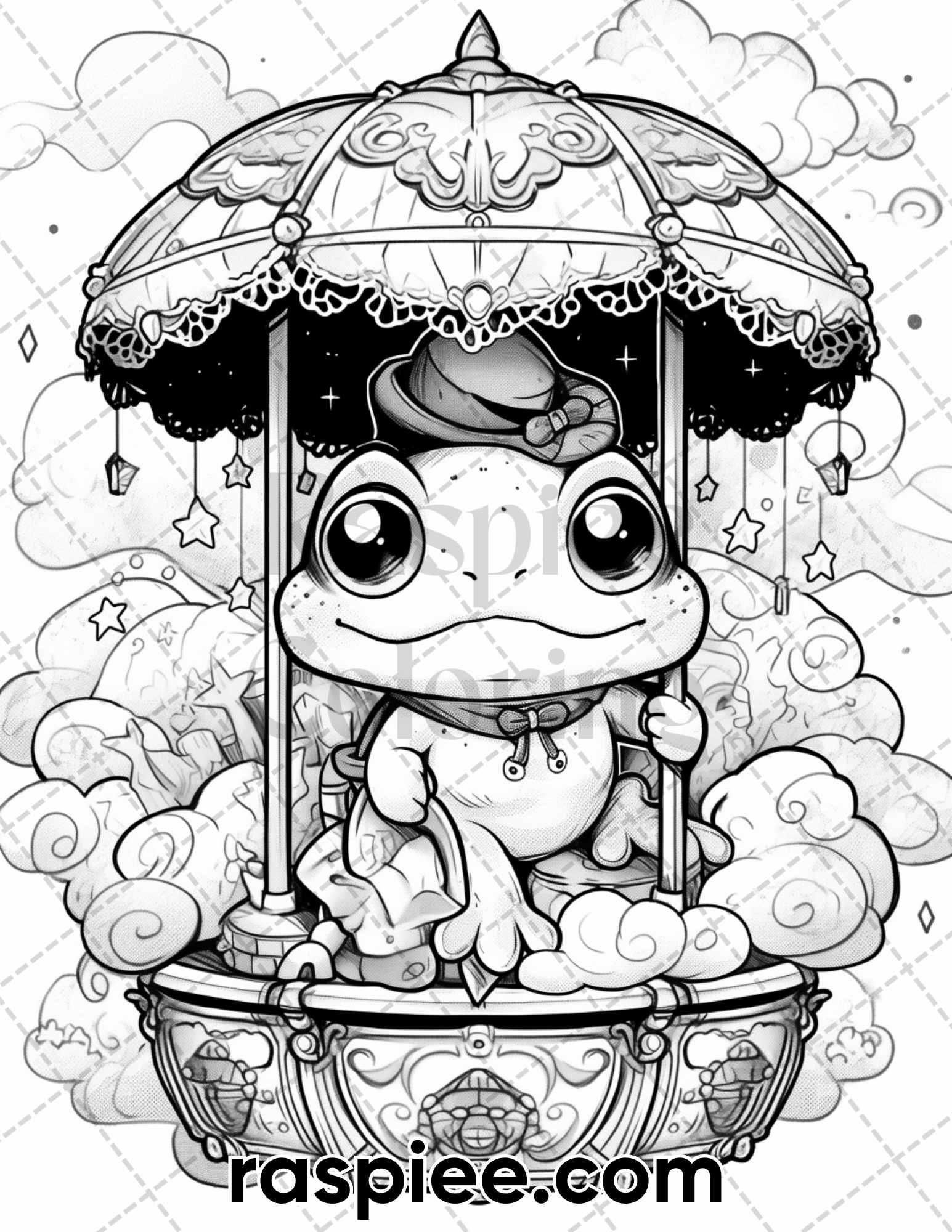 50 The Frog Kingdom Grayscale Coloring Pages for Adults, Printable PDF Instant Download