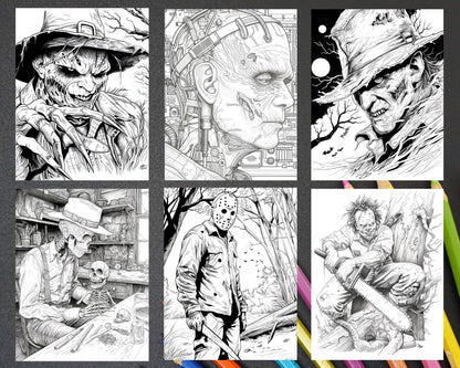 Freak Of Horror Halloween Adult Coloring Pages Printable PDF Instant Download