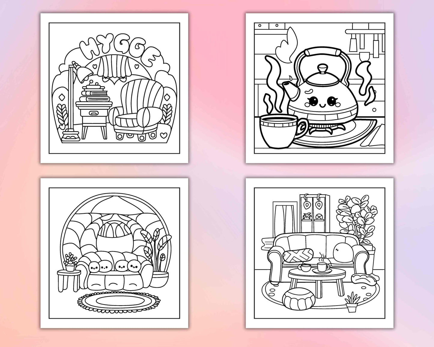 126 Bold and Easy Hygge Place Coloring Pages