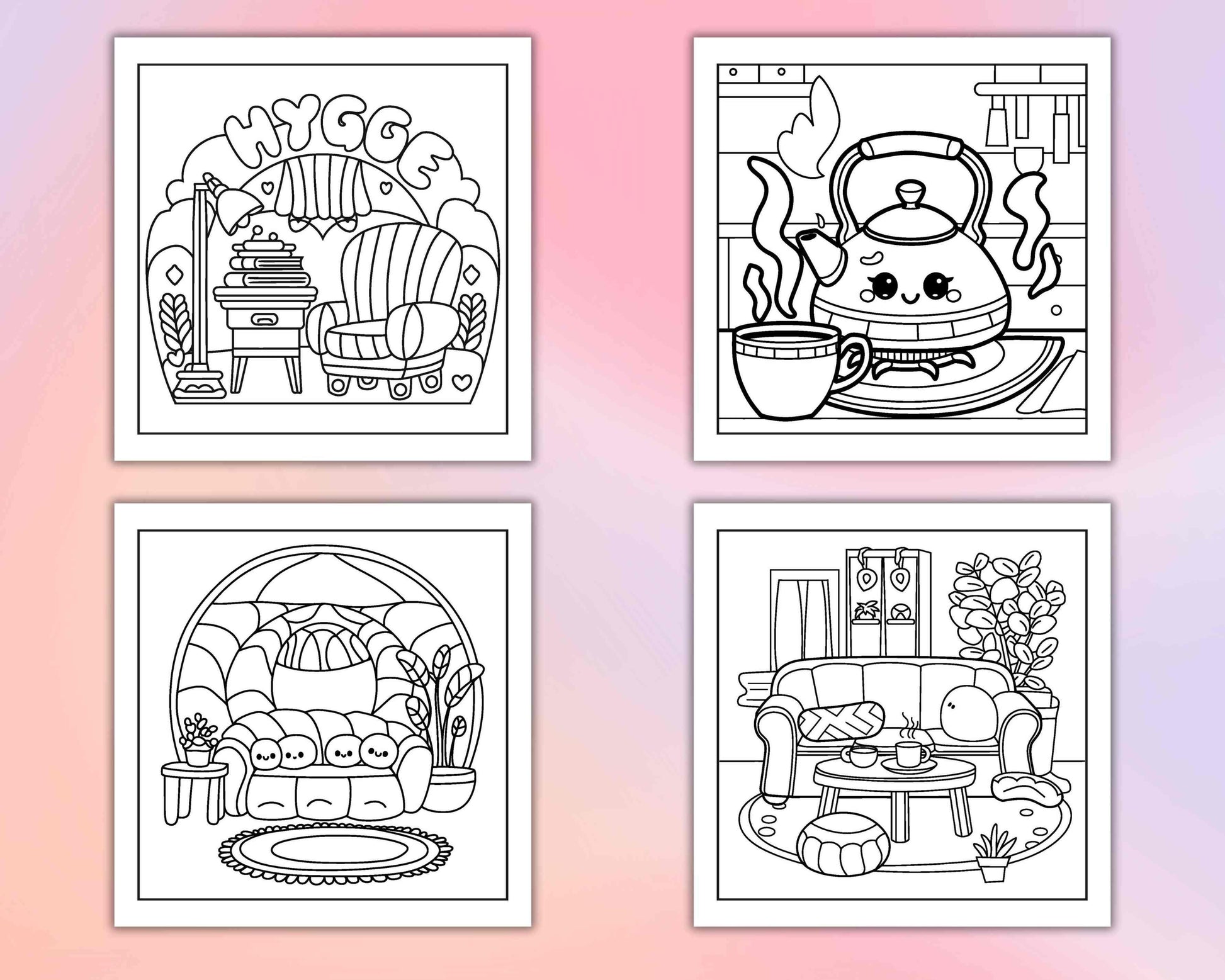 126 Bold and Easy Hygge Place Coloring Pages