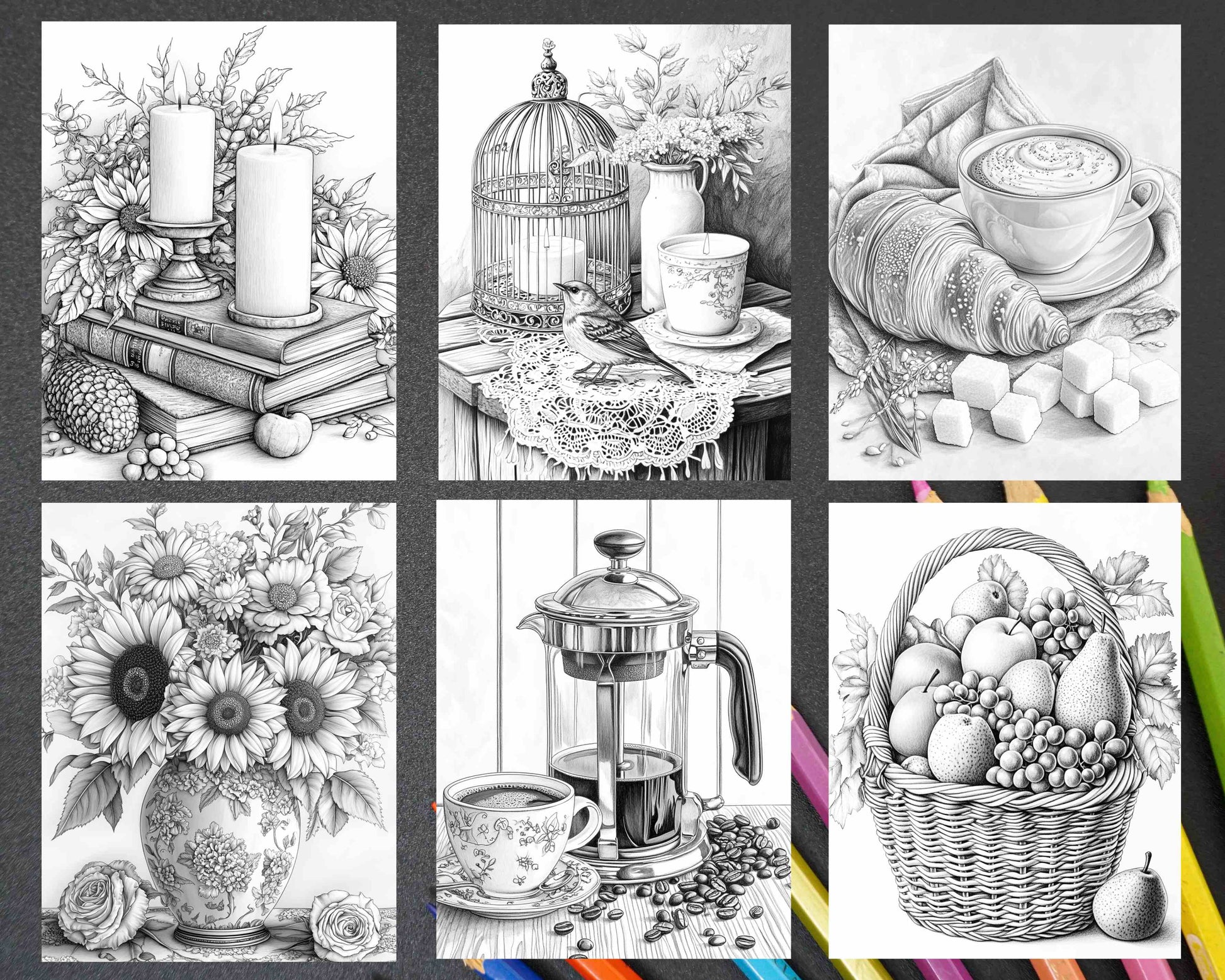 80 Still Life Adult Coloring Pages