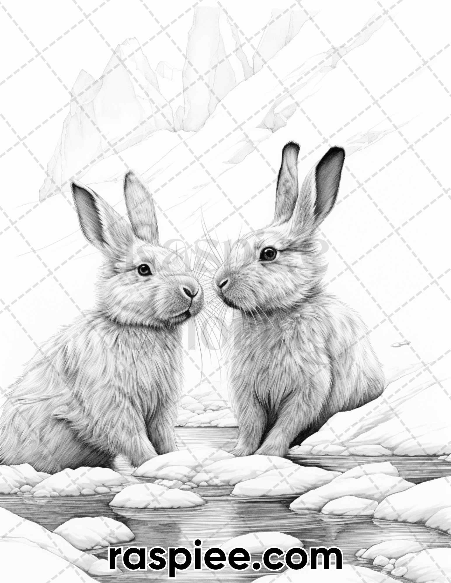 55 Winter Wildlife Grayscale Coloring Pages for Adults, Printable PDF Instant Download
