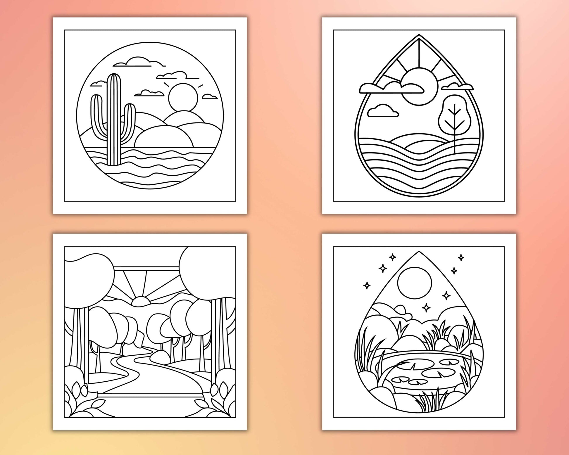 120 Bold and Easy Minimal Art Coloring Pages