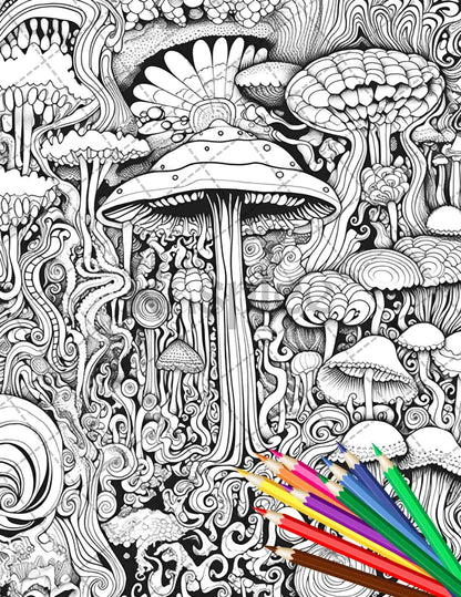 Psychedelic Trippy Coloring Book Printable for Adults, Grayscale Coloring Page, PDF File Instant Download