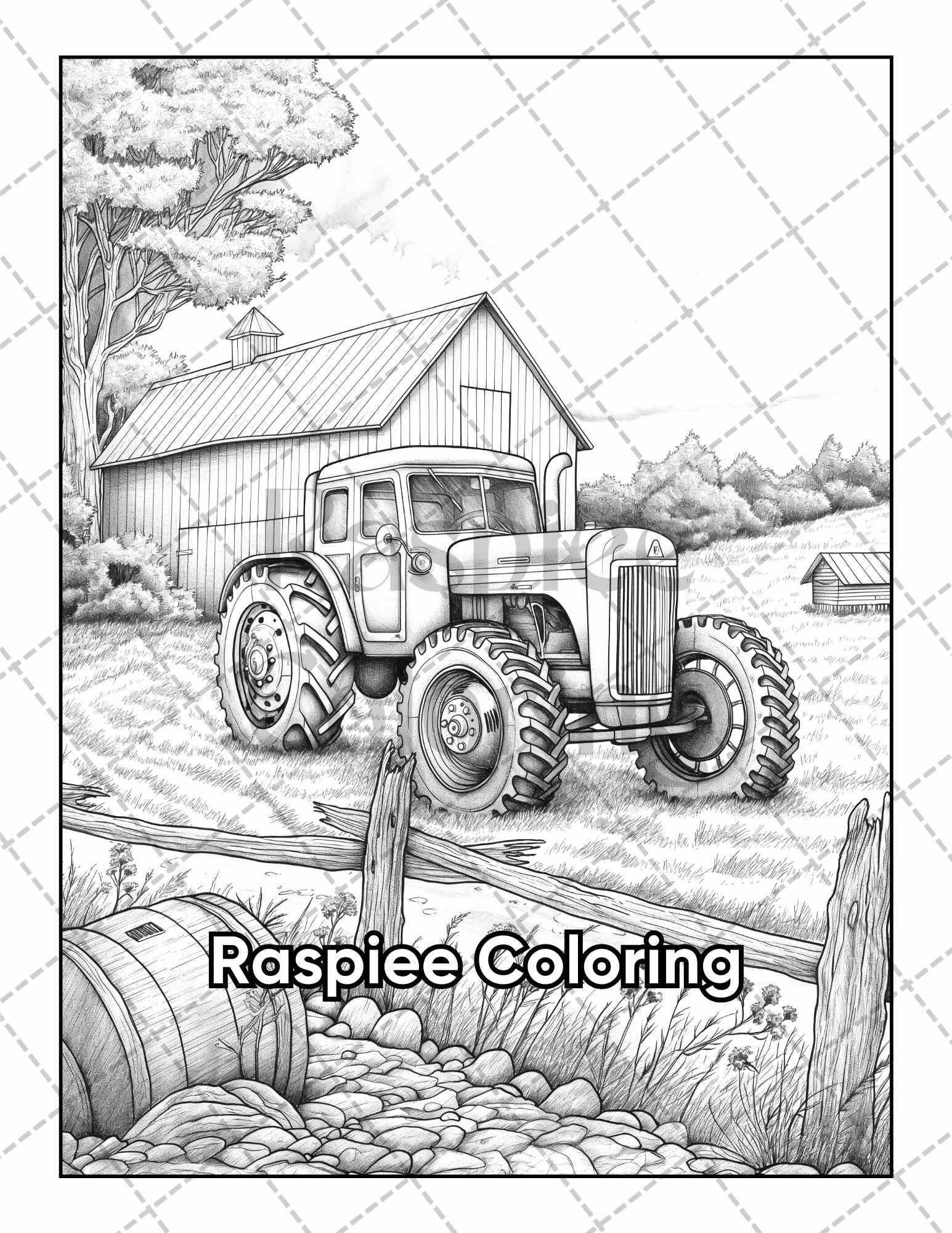 50 Country Farm Scenes Adult Coloring Pages Printable PDF Instant Download