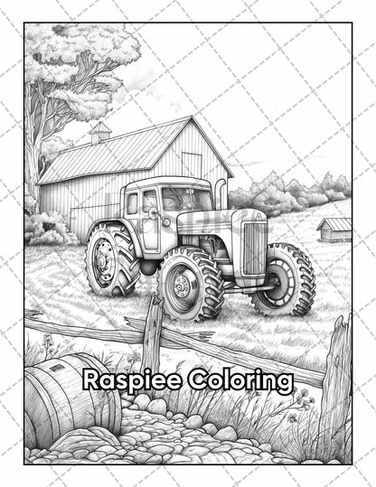 50 Country Farm Scenes Adult Coloring Pages Printable PDF Instant Download