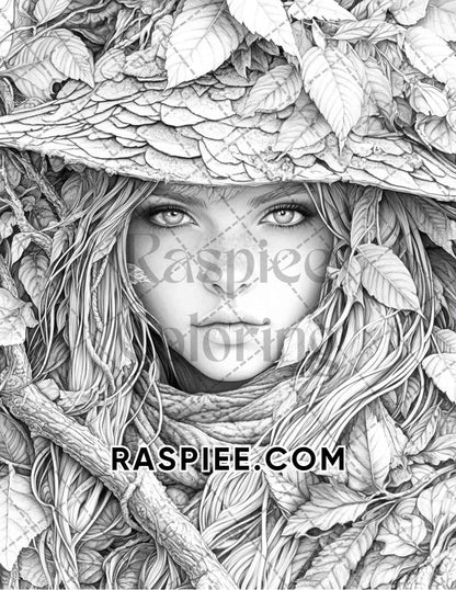 Enchanted Witches Adult Coloring Pages Printable PDF Instant Download