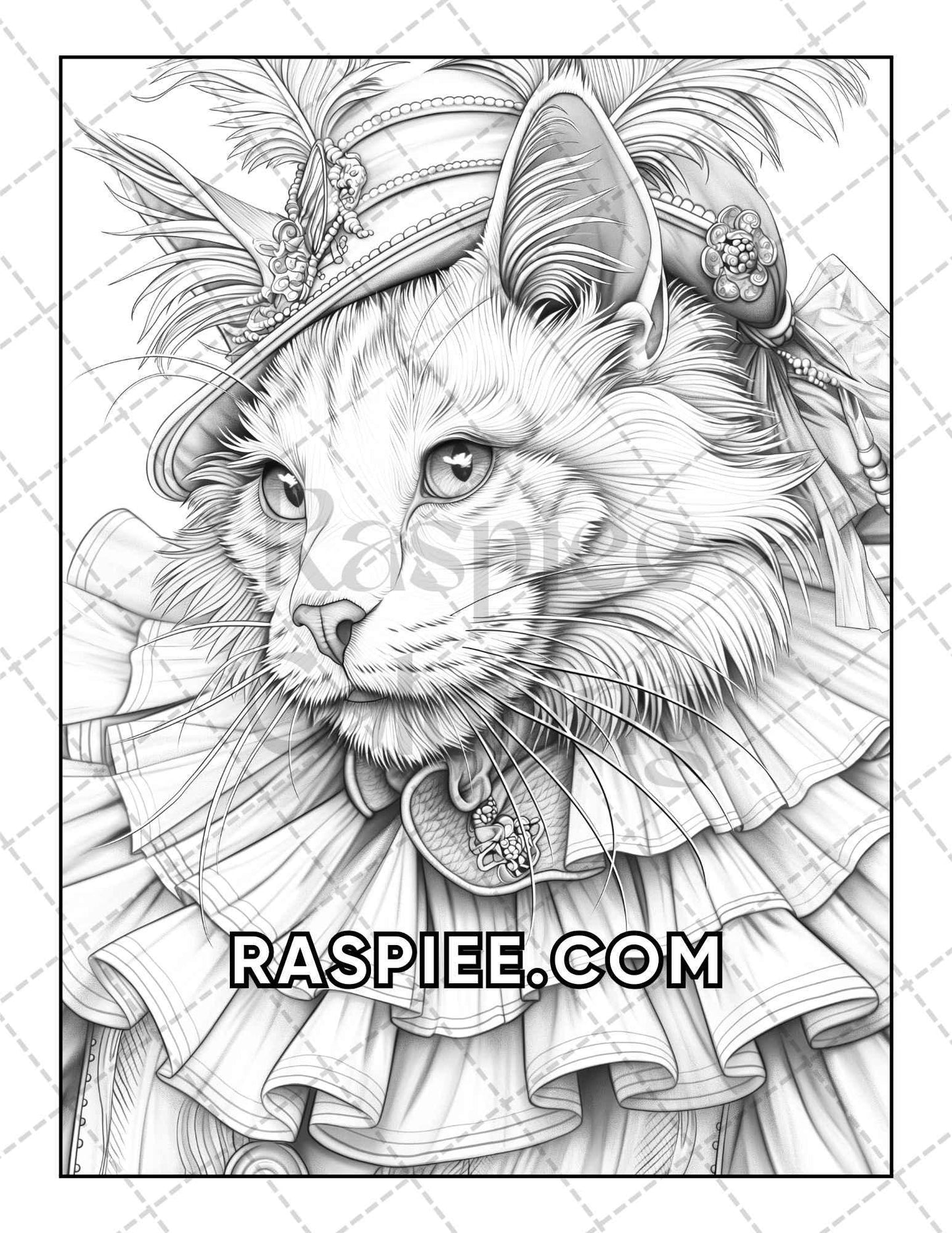 60 Cats Dressed Up Adult Coloring Pages Printable PDF Instant Download