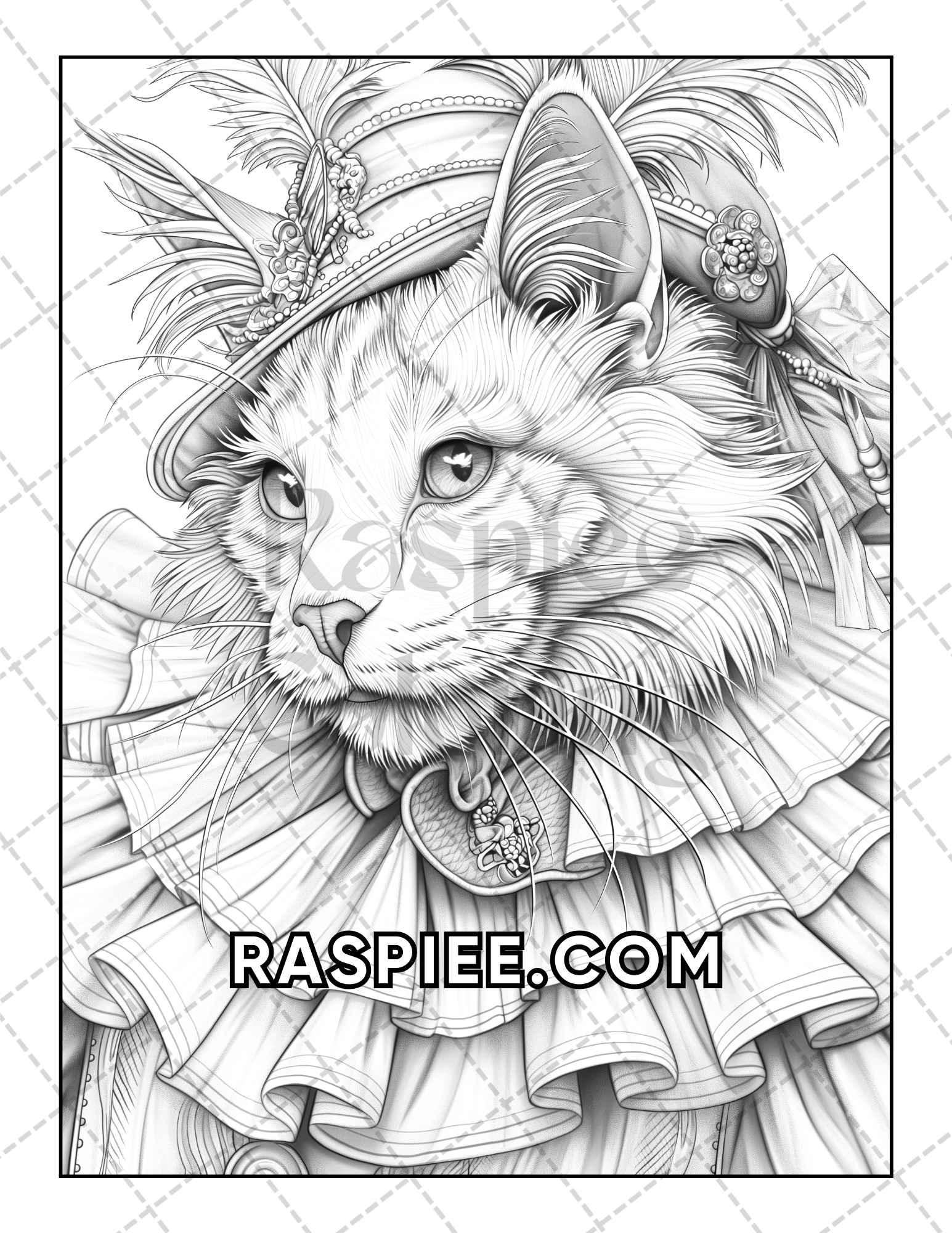60 Cats Dressed Up Adult Coloring Pages Printable PDF Instant Download