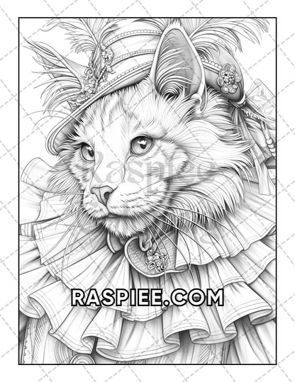 60 Cats Dressed Up Adult Coloring Pages Printable PDF Instant Download