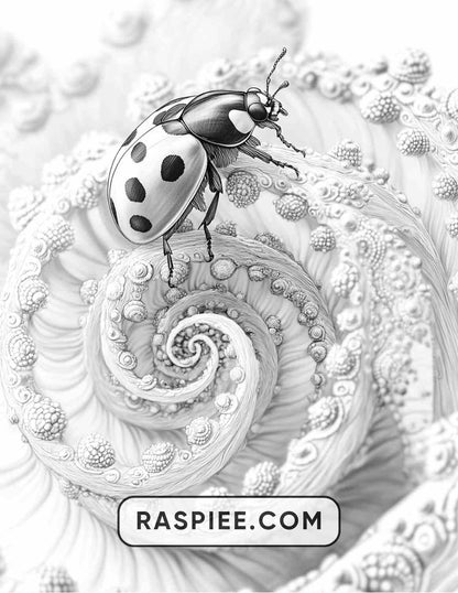 Insects and Flowers Adult Coloring Pages