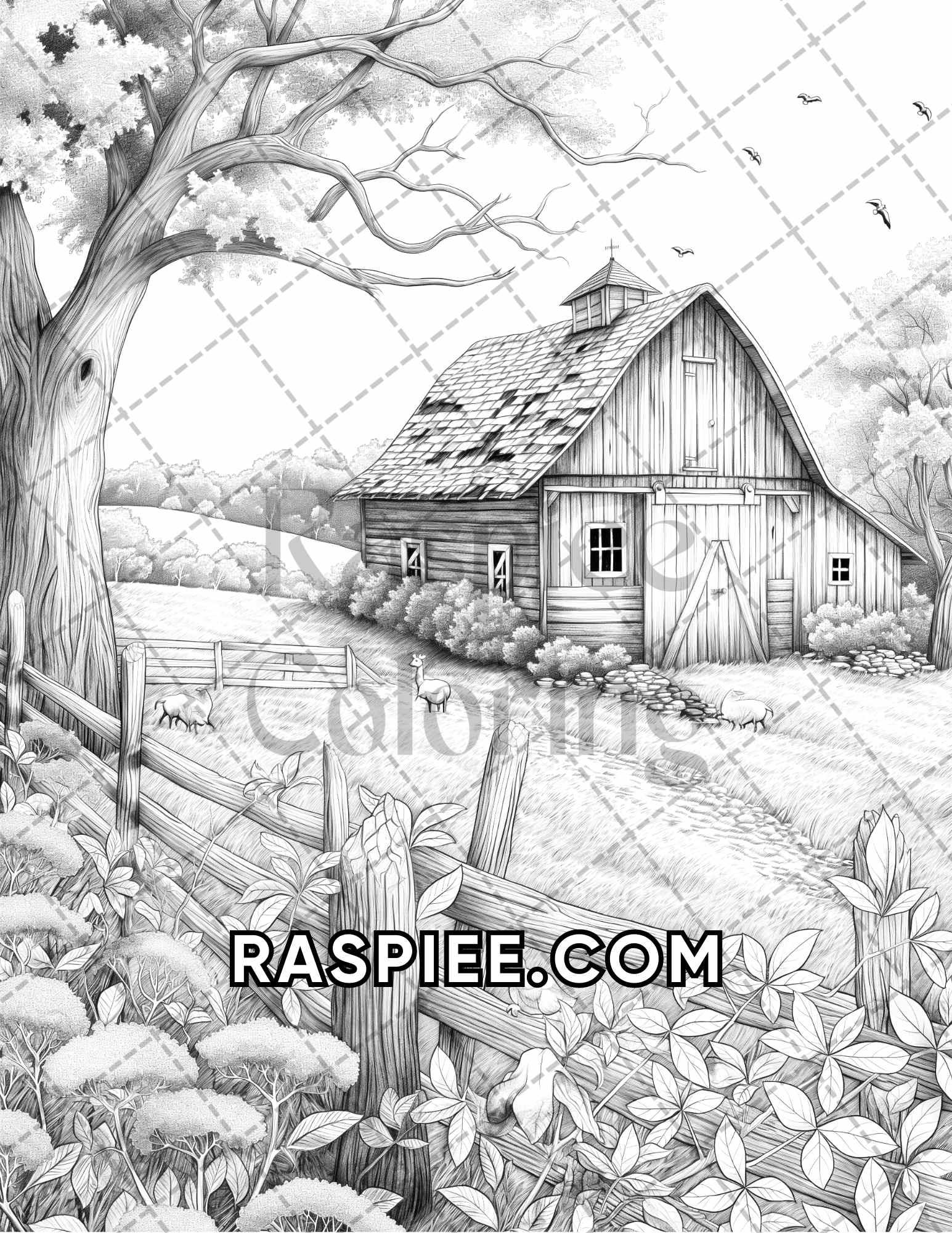 60 Relaxing Autumn Grayscale Adult Coloring Pages Printable PDF Instant Download