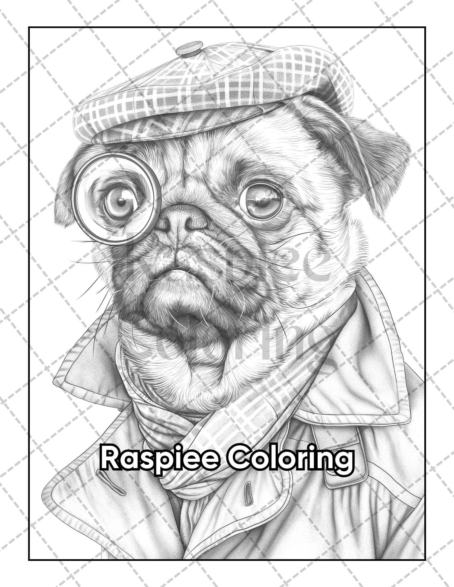 50 Dogs Dressed Up Adult Coloring Pages Printable PDF Instant Download