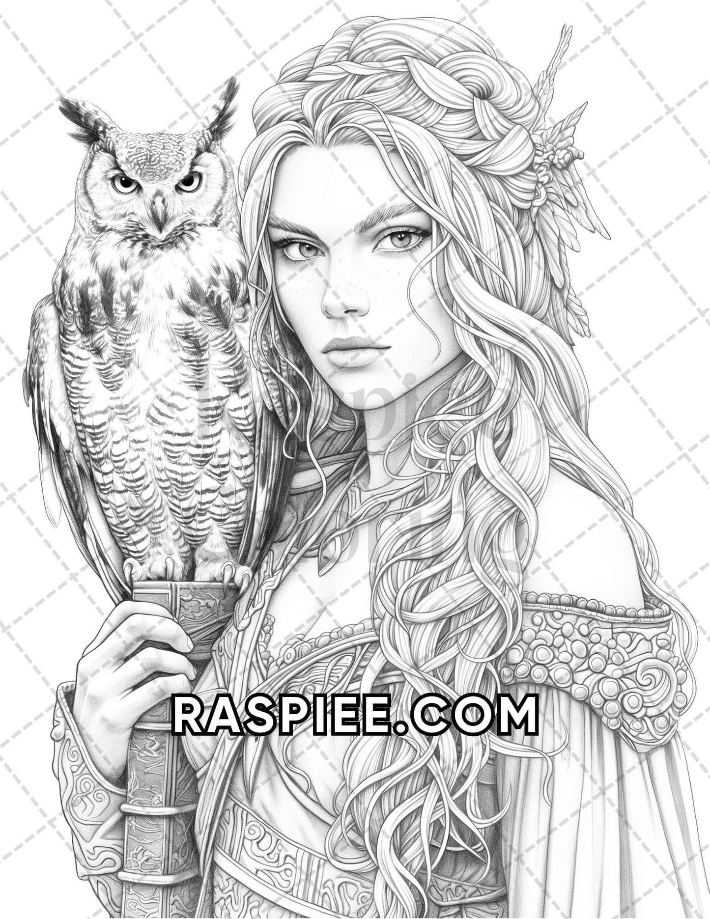 60 Fantasy Beauties Grayscale Adult Coloring Pages Printable PDF Instant Download