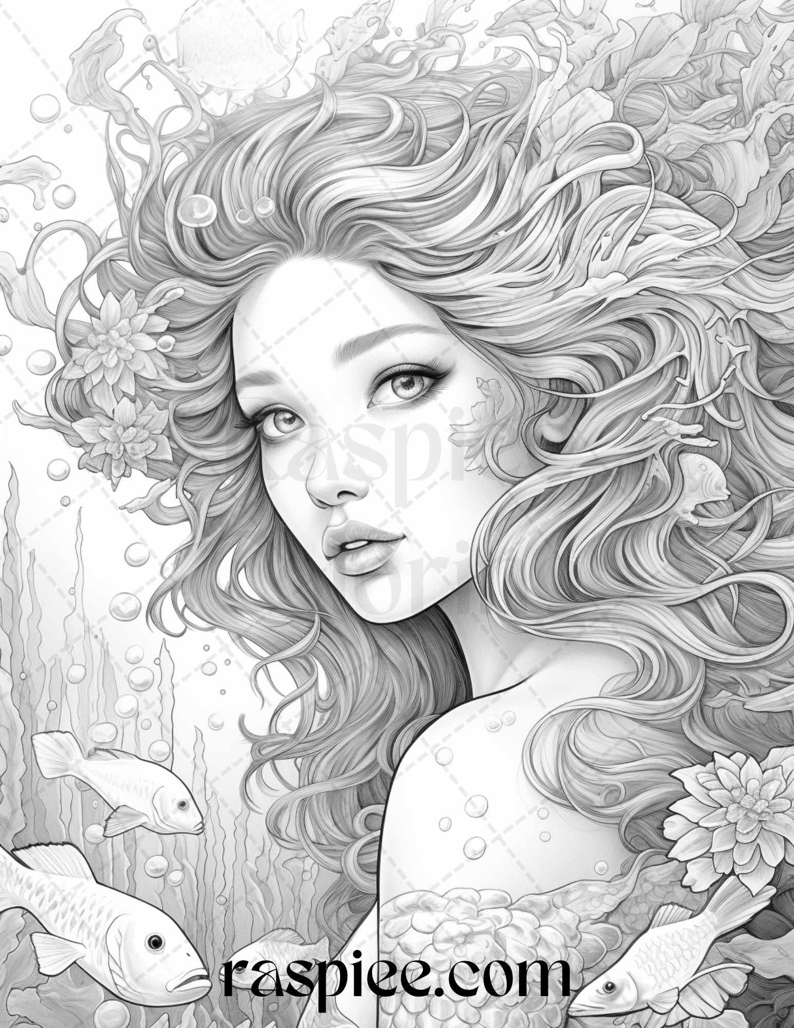 Mystical World Grayscale Coloring Pages Printable for Adults, Enchanting Fantasy Designs, PDF File Instant Download