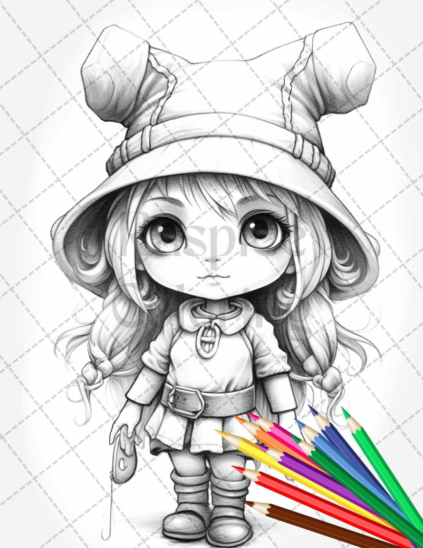 41 Adorable Gnome Girls Grayscale Coloring Pages Printable for Adults and Kids, PDF File Instant Download