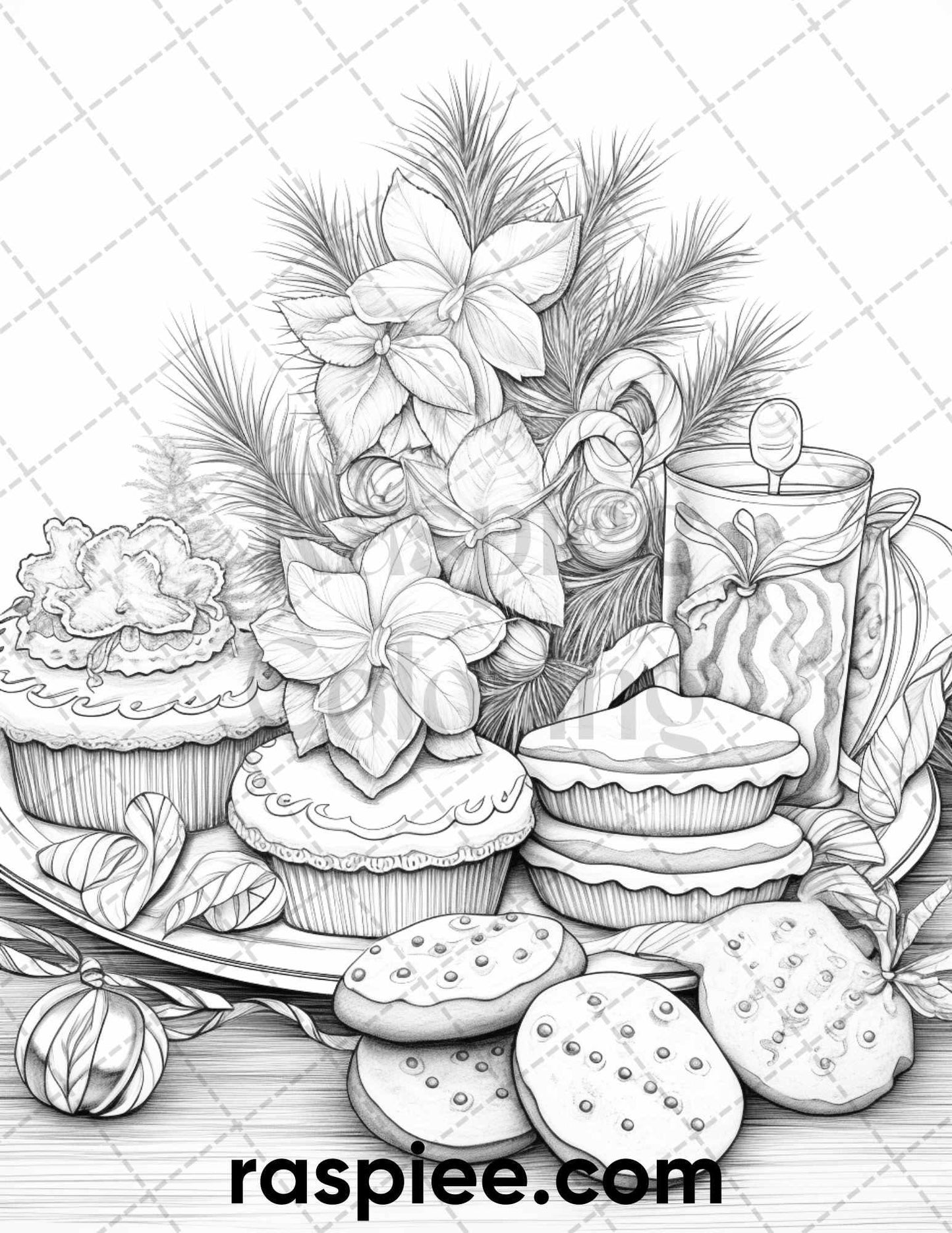 60 Merry Christmas Grayscale Coloring Pages Printable for Adult, Holiday Relaxation Art, PDF File Instant Download