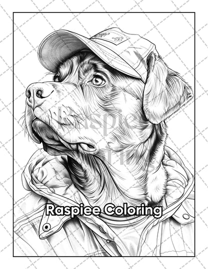 50 Dogs Dressed Up Adult Coloring Pages Printable PDF Instant Download