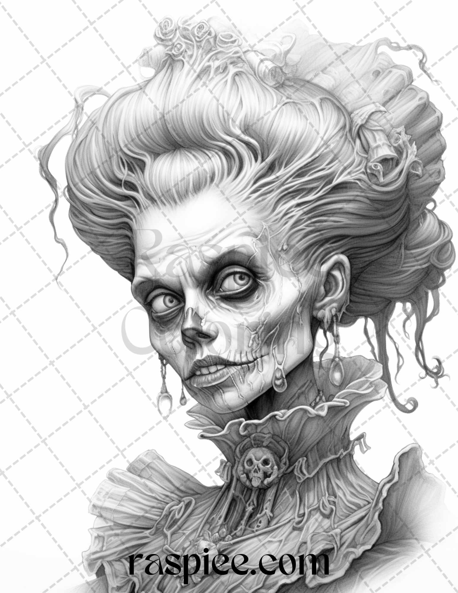 60 Halloween Victorian Era Grayscale Coloring Pages Printable for Adults, PDF File Instant Download