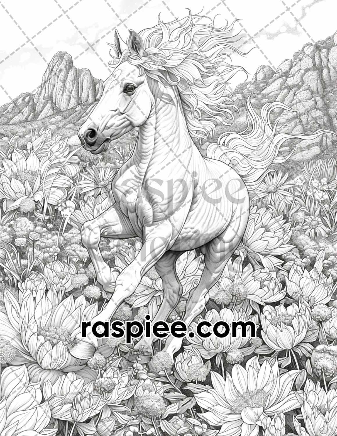 77 Baby Animals with Flowers Grayscale Adult Coloring Pages Printable PDF Instant Download