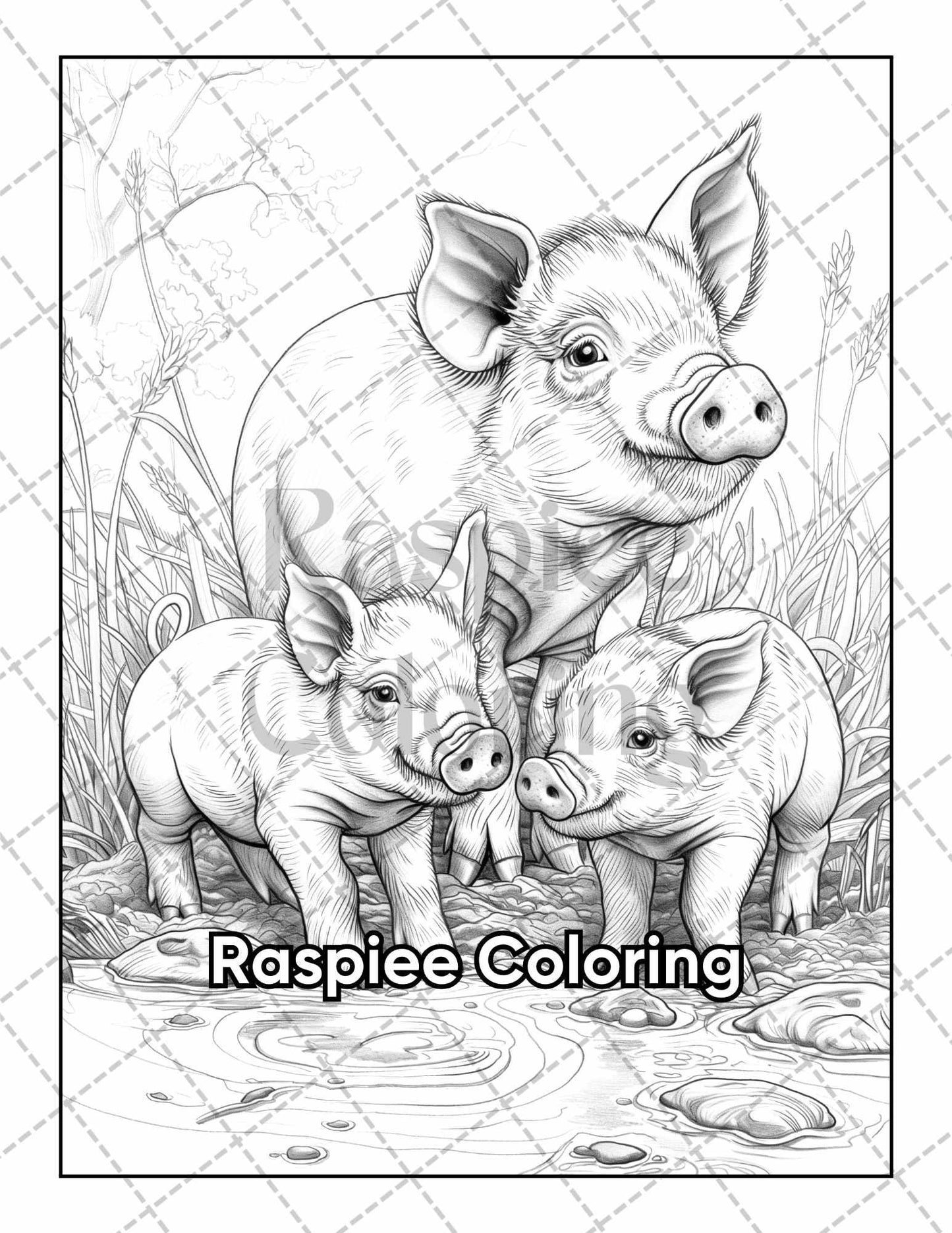 50 Country Farm Scenes Adult Coloring Pages Printable PDF Instant Download
