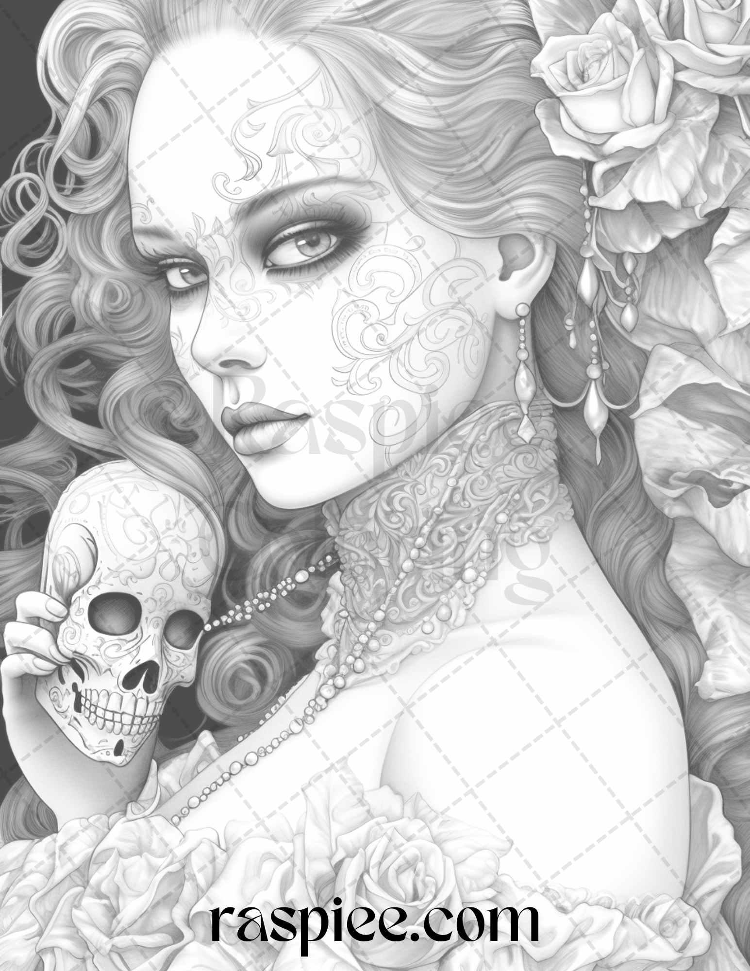 Phantom of the Opera Grayscale Coloring Pages Printable for Adults, PDF File Instant Download