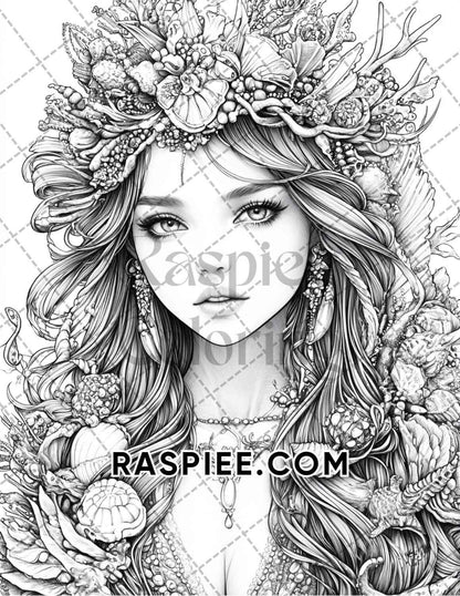 Enchanted Witches Adult Coloring Pages Printable PDF Instant Download