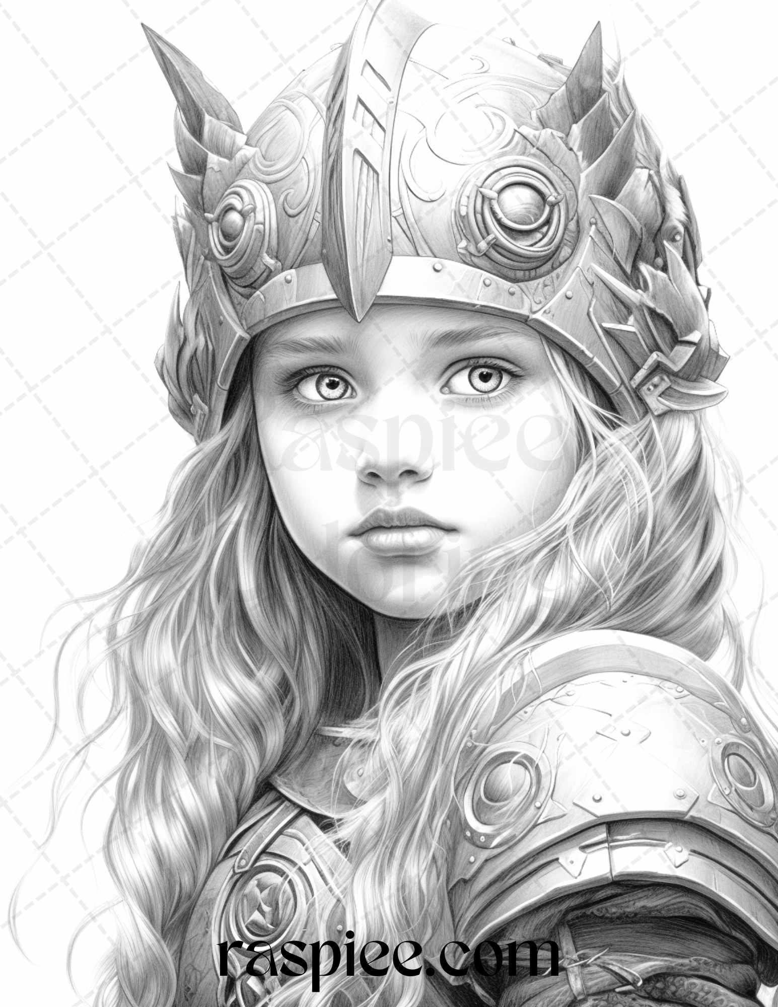 58 Little Viking Girls Boys Portrait Grayscale Coloring Pages Printable, PDF File Instant Download