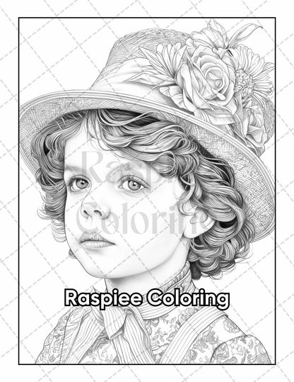 50 Victorian Portrait Adult Coloring Pages Printable PDF Instant Download