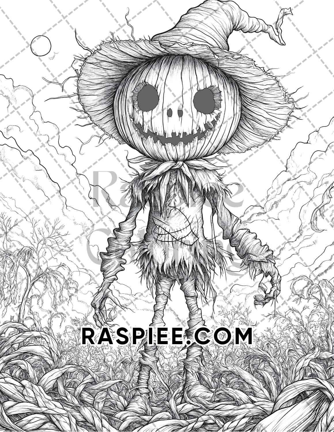 Halloween Surreal Adult Coloring Pages Printable PDF Instant Download