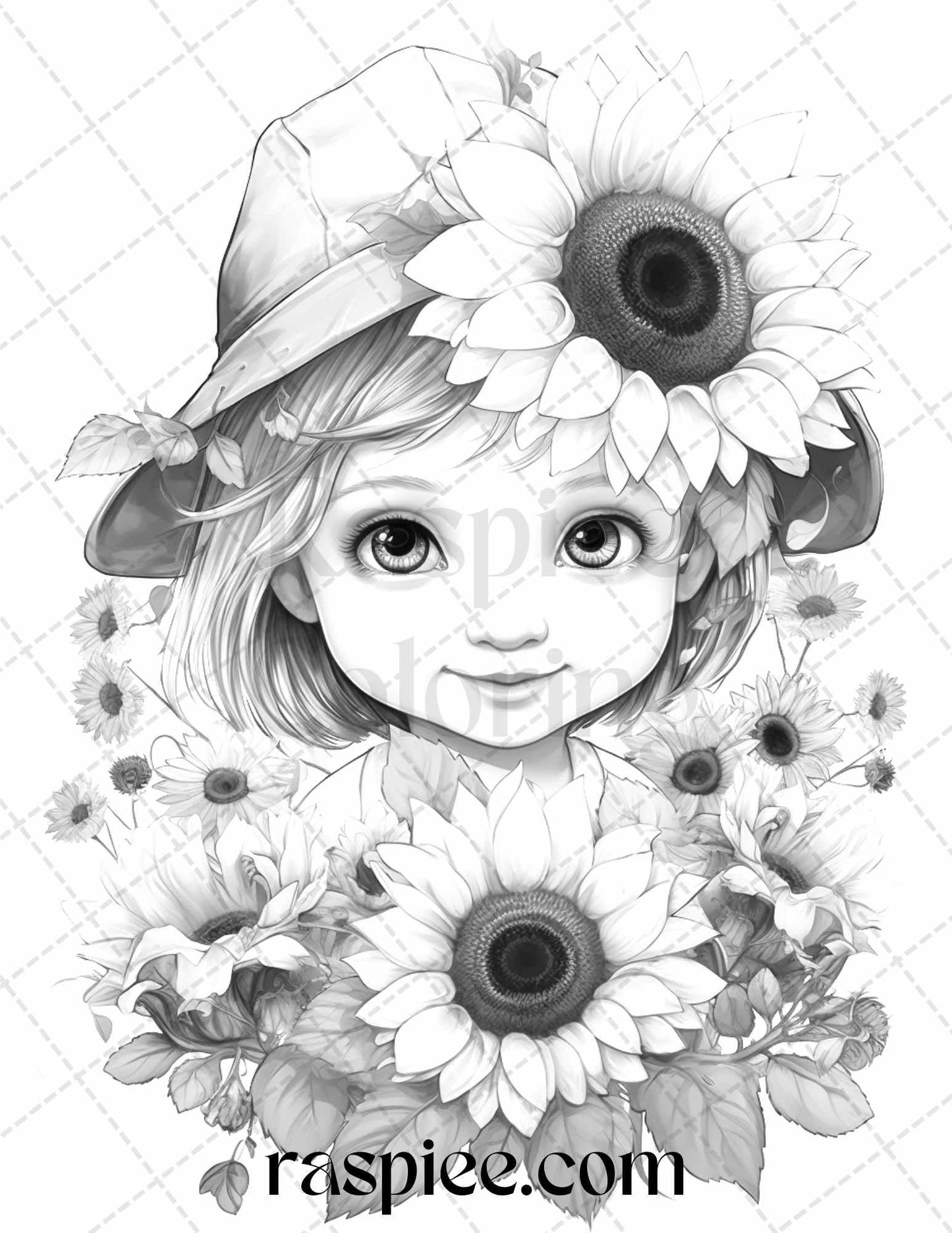 50 Flower Gnomes Grayscale Coloring Pages Printable for Adults Kids, PDF File Instant Download