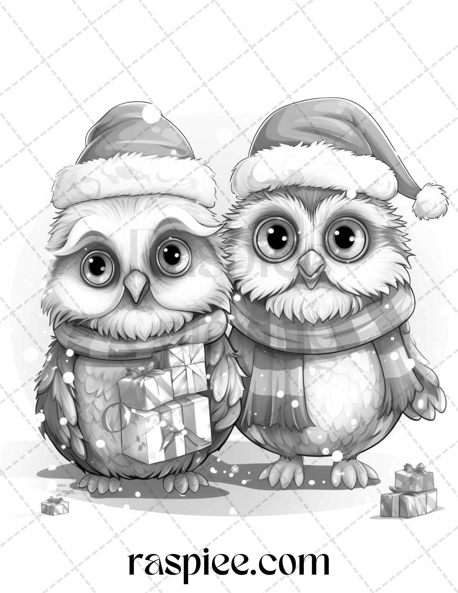 70 Christmas Critters Grayscale Coloring Pages Printable for Adults and Kids, PDF File Instant Download