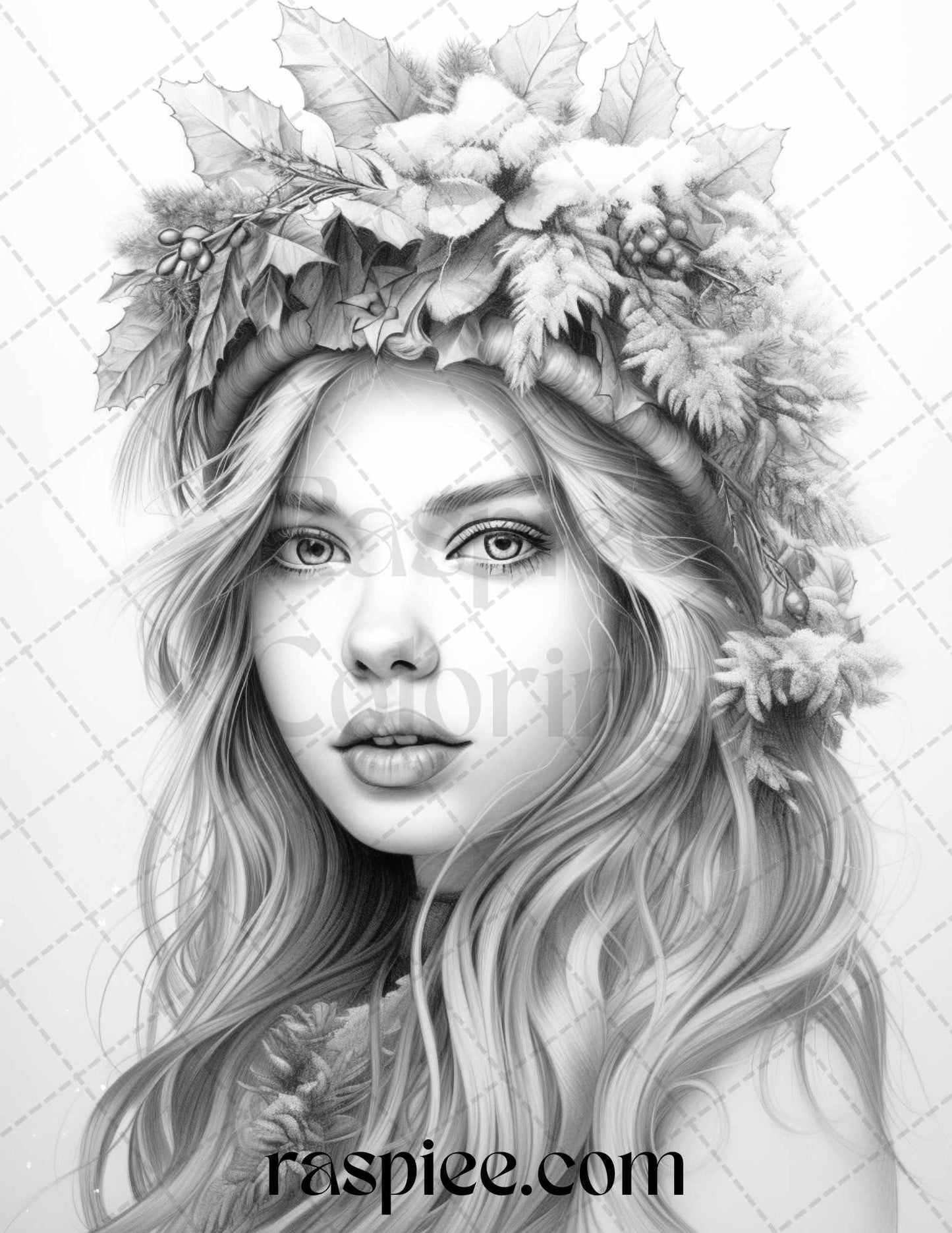50 Winter Fairy Grayscale Coloring Pages Printable for Adults, PDF File Instant Download