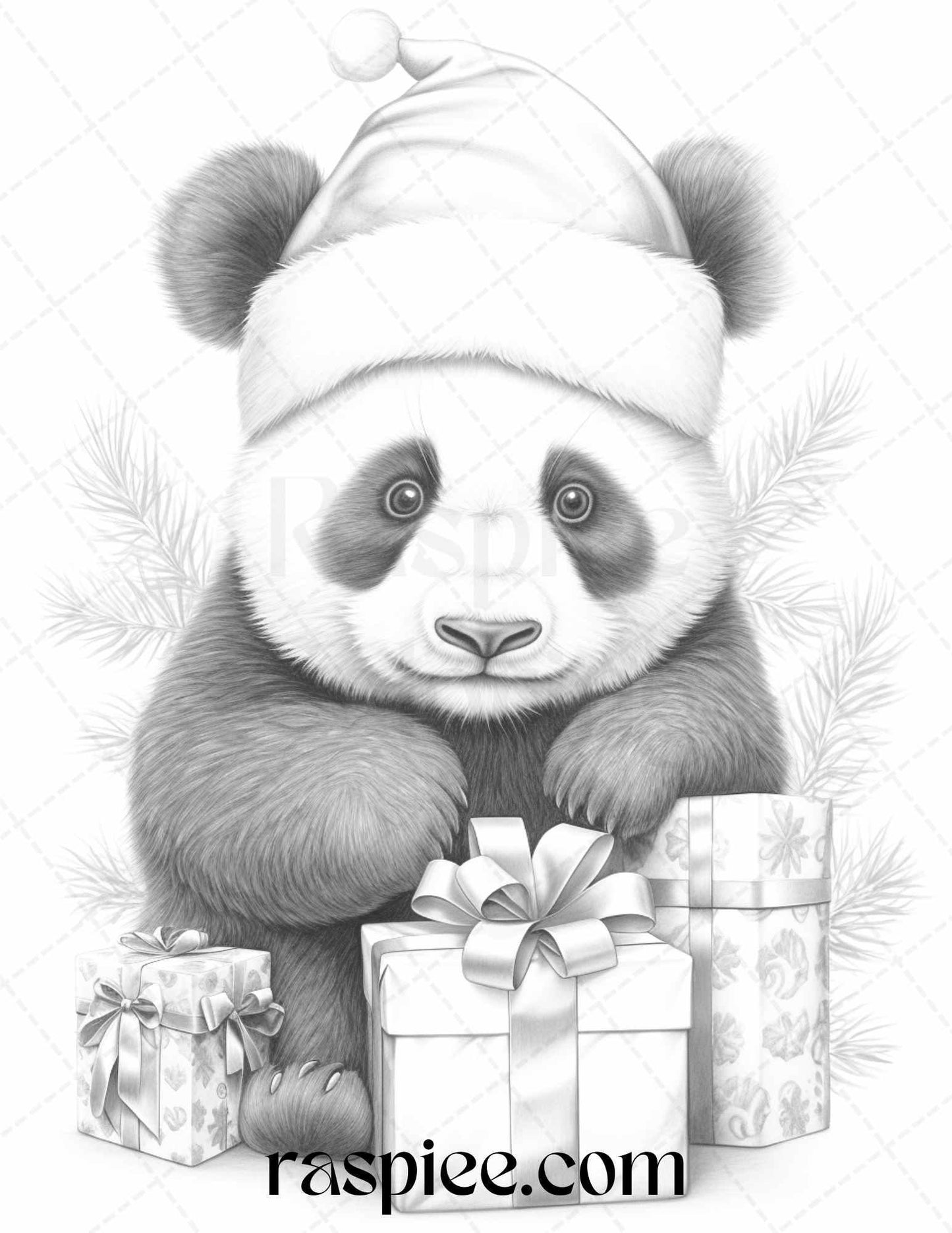 70 Christmas Animals Grayscale Coloring Pages Printable for Adults, PDF File Instant Download