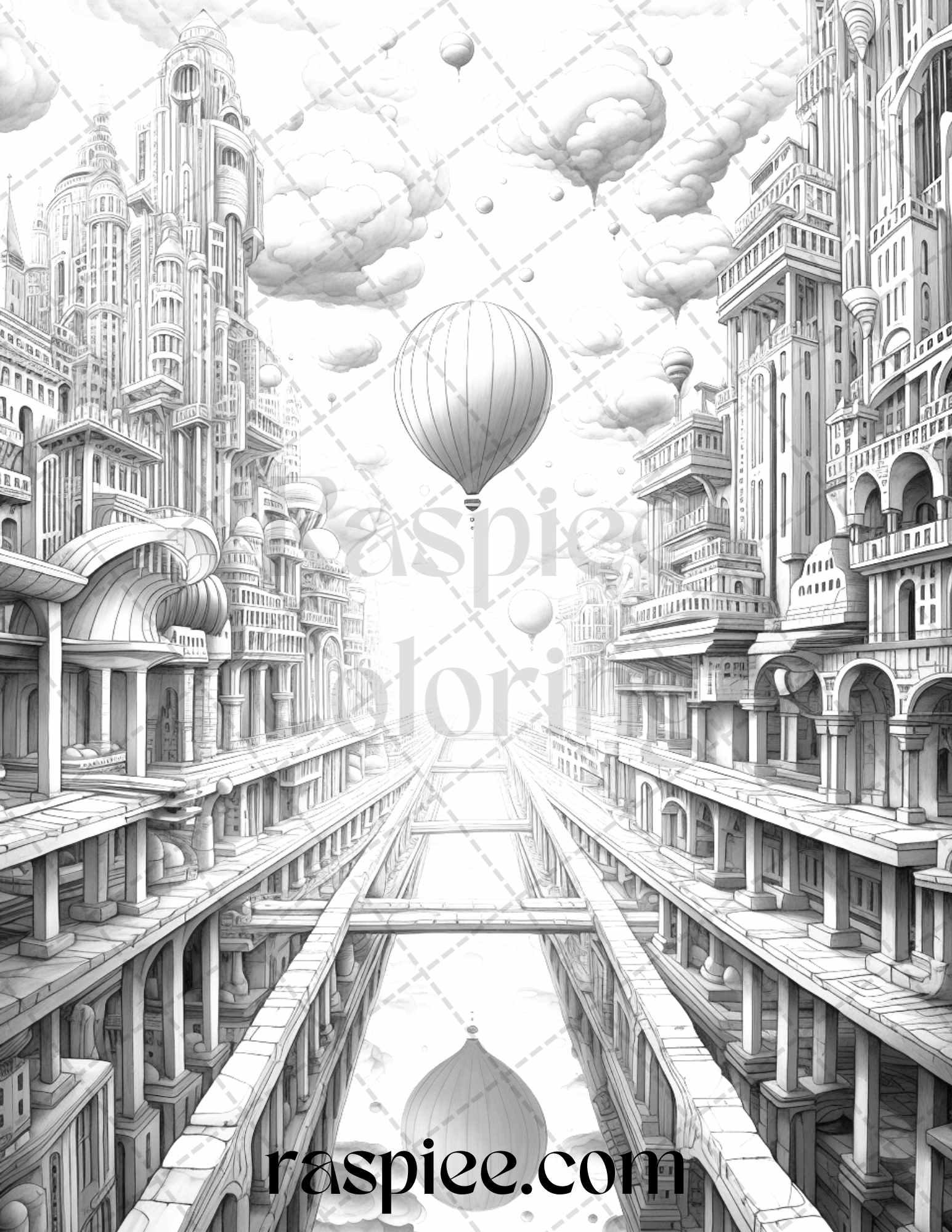 60 Enchanting Surrealism Grayscale Coloring Pages Printable for Adults, PDF File Instant Download