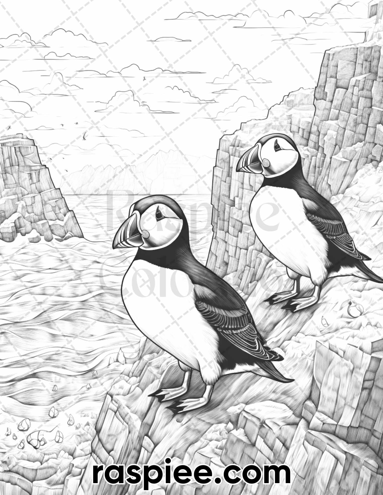 55 Winter Wildlife Grayscale Coloring Pages for Adults, Printable PDF Instant Download