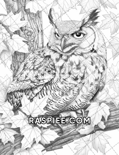 60 Relaxing Autumn Grayscale Adult Coloring Pages Printable PDF Instant Download