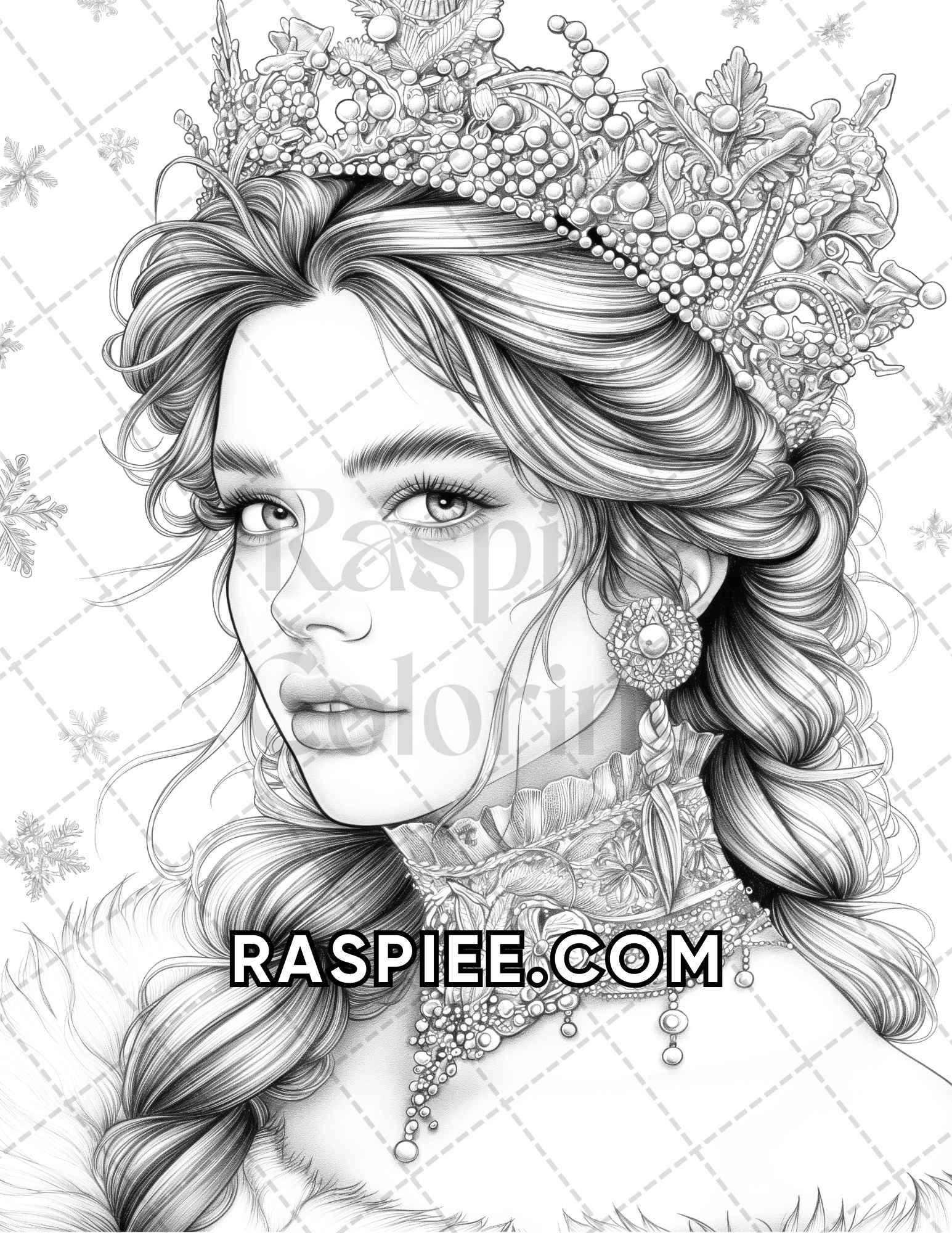 60 Fantasy Beauties Grayscale Adult Coloring Pages Printable PDF Instant Download
