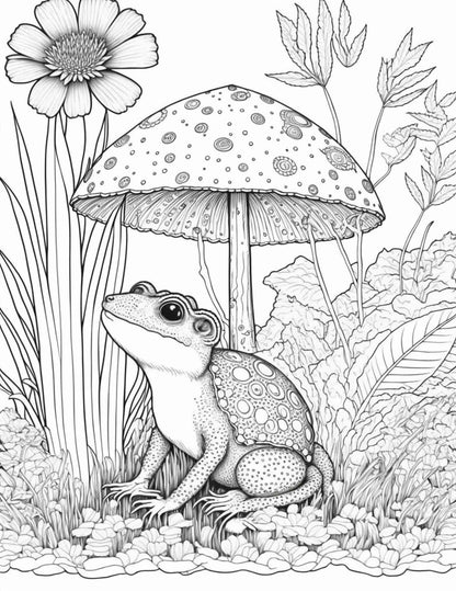 100 Mushroom Forest Coloring Pages Printable for Adults and Kids, Grayscale Coloring Book, Printable PDF File Instant Download