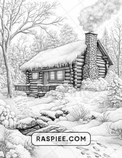 82 Winter Landscapes Adult Coloring Pages