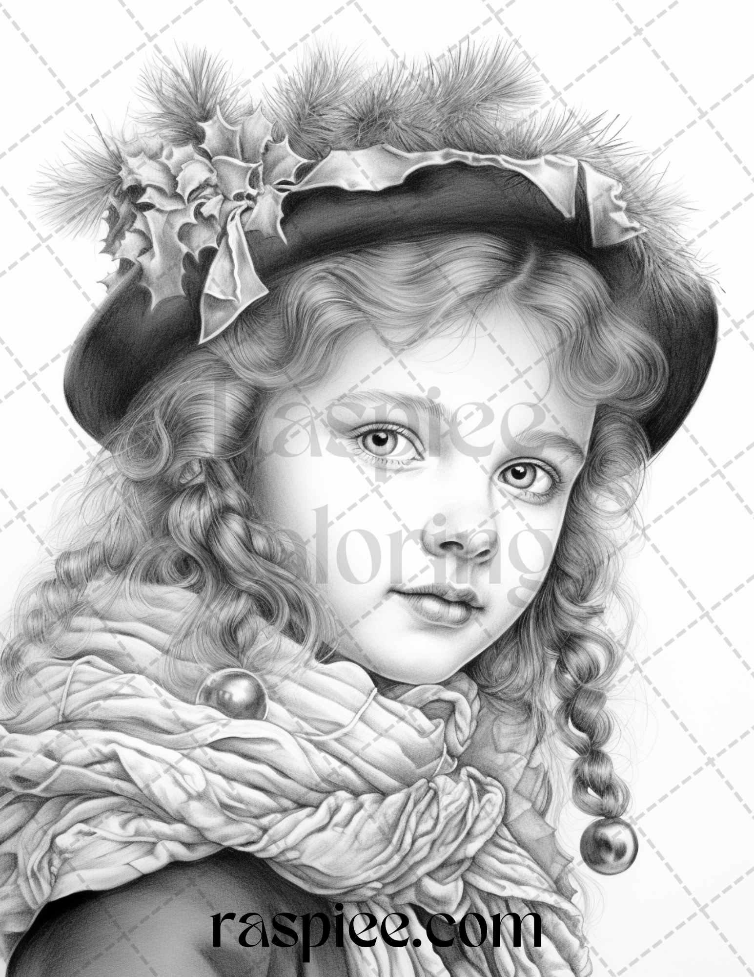 60 Victorian Winter Portrait Grayscale Coloring Pages Printable for Adults, PDF File Instant Download