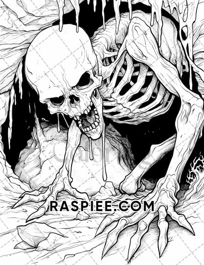 Freak Of Horror Halloween Adult Coloring Pages Printable PDF Instant Download