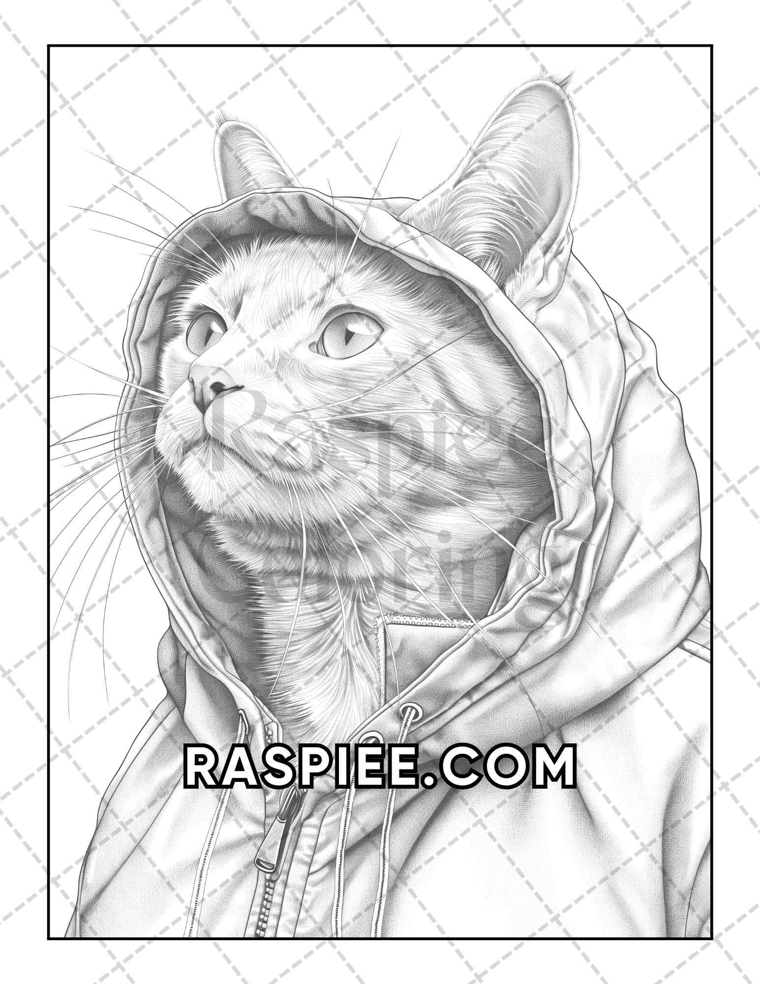 60 Cats Dressed Up Adult Coloring Pages Printable PDF Instant Download