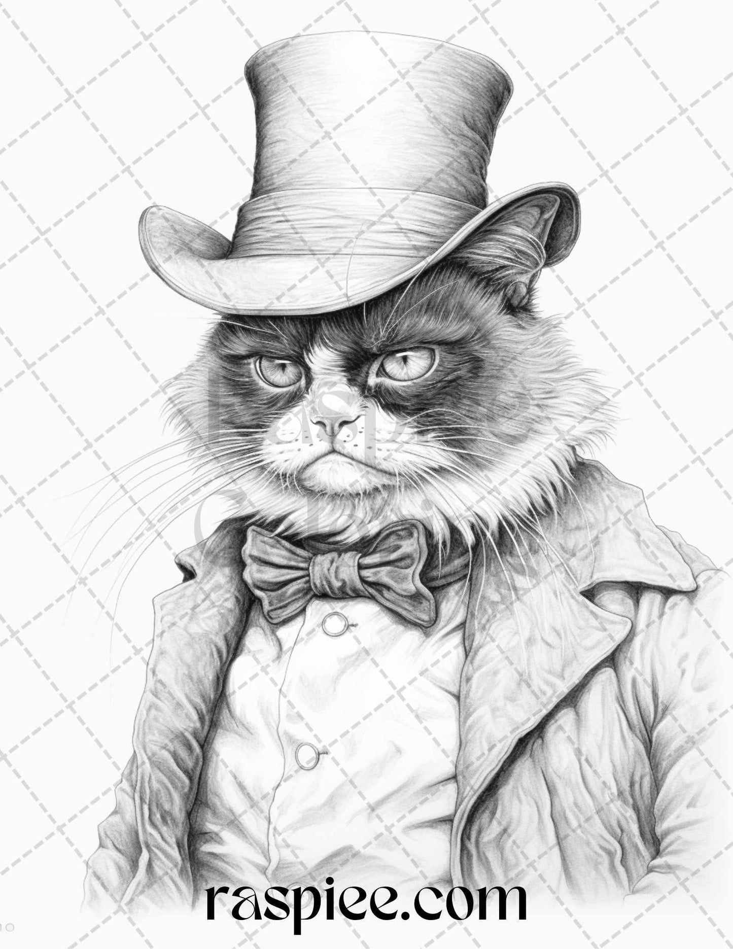 50 Grumpy Cat Grayscale Coloring Pages Printable for Adults, PDF File Instant Download