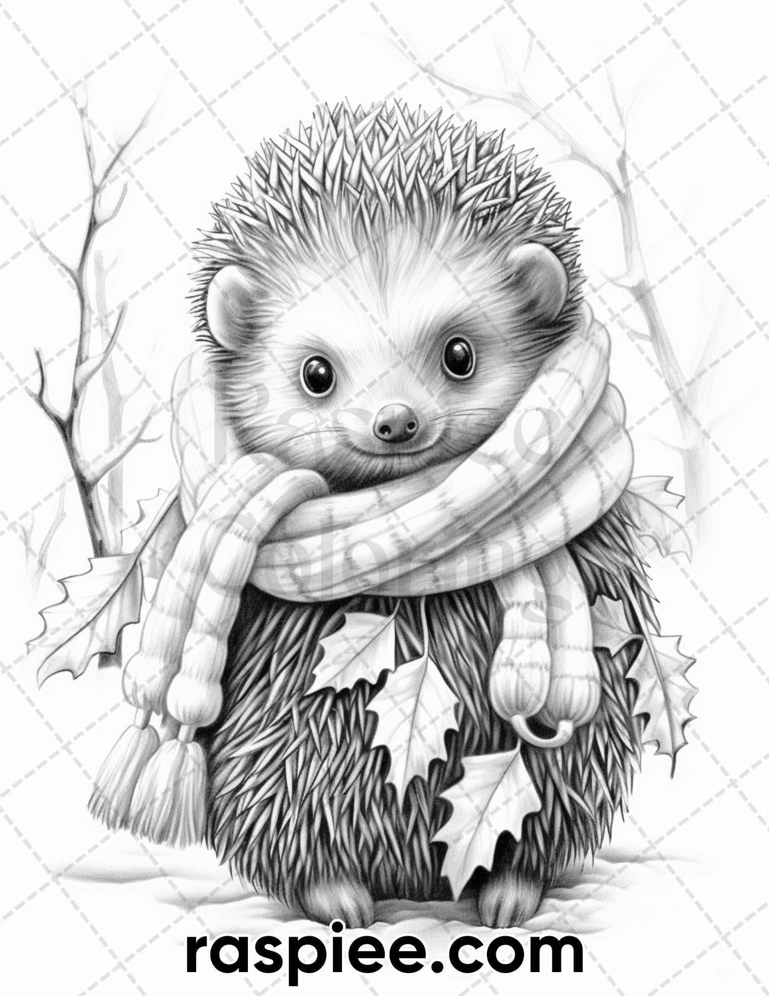 55 Winter Wildlife Grayscale Coloring Pages for Adults, Printable PDF Instant Download