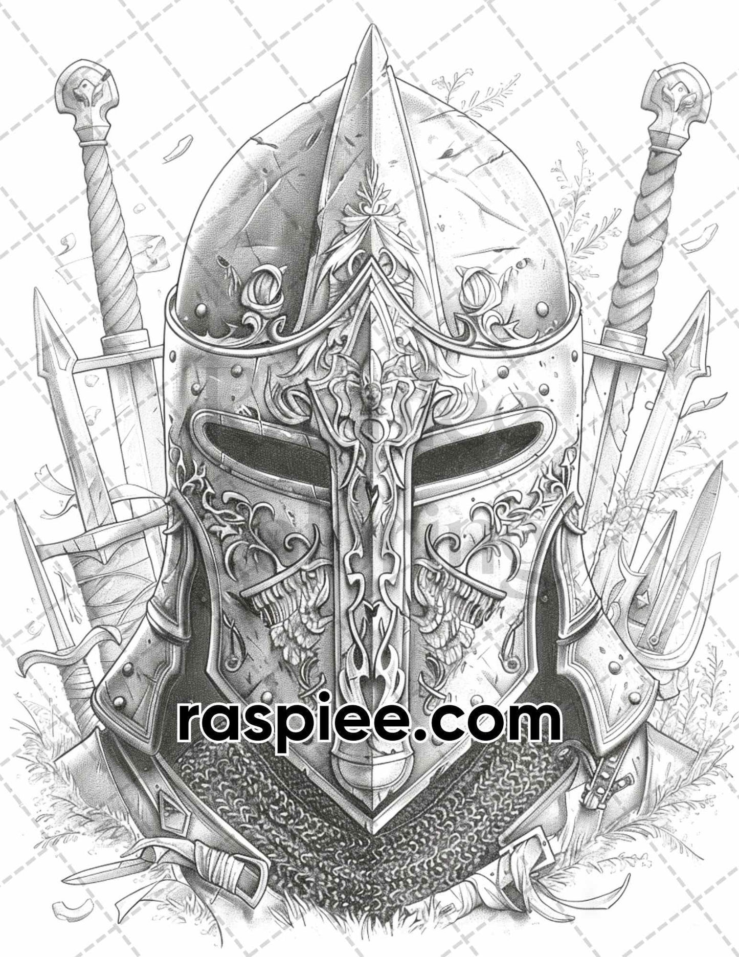 66 Intricate Gothic Tattoos Grayscale Adult Coloring Pages, Printable PDF Instant Download