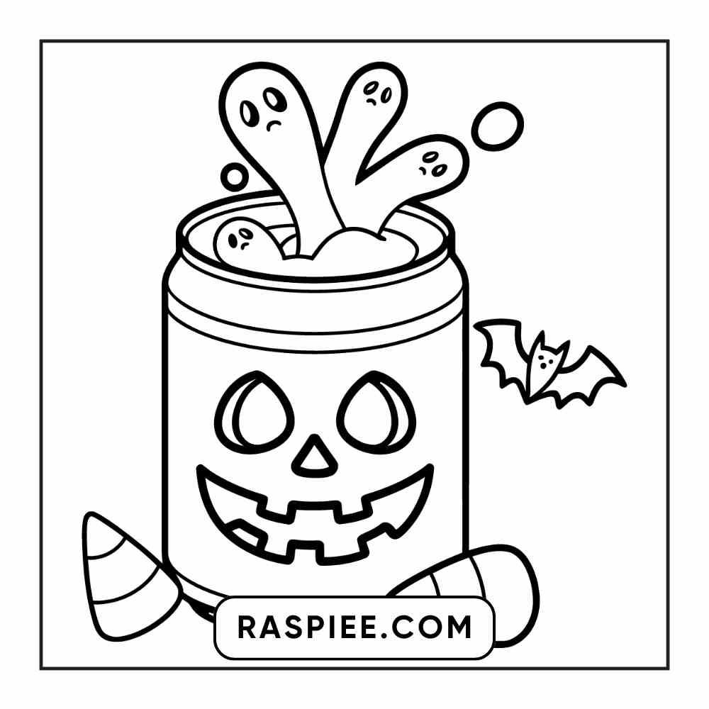 100 Bold Easy Spooky Food & Drinks Coloring Pages Printable PDF Instant Download